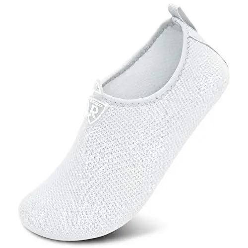 Produktbild: Racqua Wasserschuhe für Männer und Frauen, Barfuß, Strand, Schwimmschuhe, schnell trocknende Aqua-Yoga-Socken für Pool, Reisen, Kajakfahren, Fluss Weiß 42-43