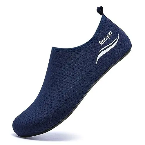 Produktbild: Racqua Wasserschuhe seeigelfest Damen/Herren Schwimmschuhe Aquaschuhe Strandschuhe für steinstrand Dunkelblau 40-41