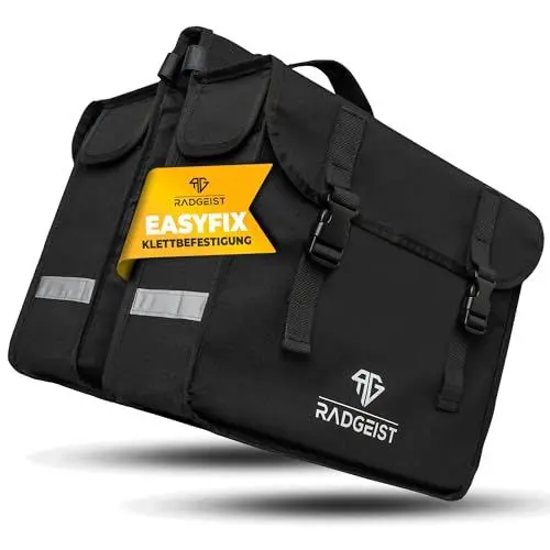 Produktbild: RADGEIST Gepäckträgertasche doppelt I Doppeltasche für Gepäckträger 30L I Einfache Befestigung, Fahrradtasche doppelt Gepäckträger schwarz