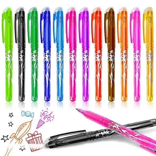 Produktbild: Radierbarer Kugelschreiber, 12 Farben Radierbarer Gelschreiber, 0,5mm Radierbarer Tintenroller, Friction Gelstifte, Löschbare Radierstift für Schulsachen Bürobedarf Studenten