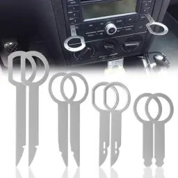 Produktbild: Radio Ausbau Werkzeug, HASLED 8 Stücke Edelstahl Autoradio Entriegelungswerkzeug, 4 Autoradio Ausbauwerkzeug, Passend für Volkswagen, Audi, Bora, Golf, Ford und Andere Fahrzeuge