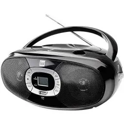 Produktbild: Radio mit CD-Player • USB • MP3 • UKW-Radio • Kopfhöreranschluss • Boombox • Stereo Lautsprecher • Netz- / Batteriebetrieb • Tragbar • Schwarz • Dual P 390