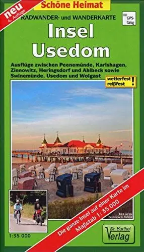 Produktbild: Radwander- und Wanderkarte Insel Usedom: Ausflüge zwischen Peenemünde, Karlshagen, Zinnowitz, Heringsdorf und Ahlbeck sowie Swinemünde, Usedom und ... auf einer Karte. 1:35000 (Schöne Heimat)