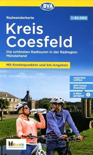 Produktbild: Radwanderkarte BVA Kreis Coesfeld mit Knotenpunkten und km-Angaben, 1:50.000, reiß- und wetterfest, GPS-Tracks Download, E-Bike geeignet: Die ... Münsterland (Radwanderkarte 1:50.000)