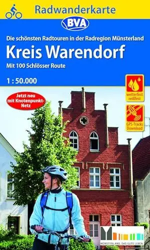 Produktbild: Radwanderkarte BVA Radregion Münsterland Kreis Warendorf mit 100 Schlösser Route 1:50.000, reiß- und wetterfest, GPS-Tracks Download (Radwanderkarte 1:50.000)