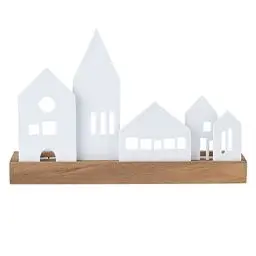Produktbild: Räder Living Xmas Lichtobjekt Stadt aus Porzellan und Akazienholz in der Größe 25x7x13,5cm, 89874