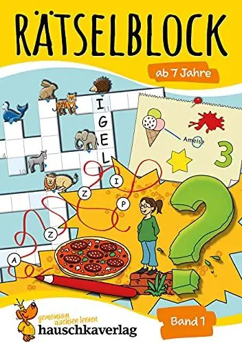 Produktbild: Rätselblock ab 7 Jahre - Band 1: Bunter Rätselspaß für Kinder - Kreuzworträtsel, Labyrinth, Konzentrationstraining und logisches Denken fördern (Rätselbücher, Band 632)