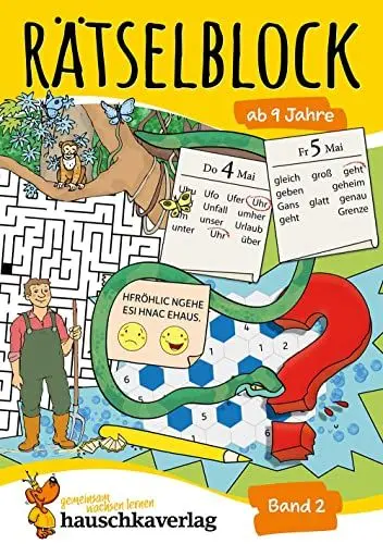 Produktbild: Rätselblock ab 9 Jahre - Band 2: Bunter Rätselspaß für Kinder - Kreuzworträtsel, Logicals, Sudoku, Konzentrationstraining und logisches Denken fördern (Rätselbücher, Band 640)