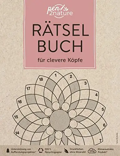 Produktbild: Rätselbuch für clevere Köpfe: pen2nature: 100 % Recyclingpapier - klimaneutrale Produktion - unterstützt Aufforstungsprojekte (pen2nature books)