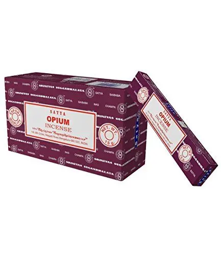 Produktbild: Satya Räucherstäbchen Opium, 180 g, 12 Packungen zu je 15 Stäbchen, Brenndauer ca. 40-45 Min.