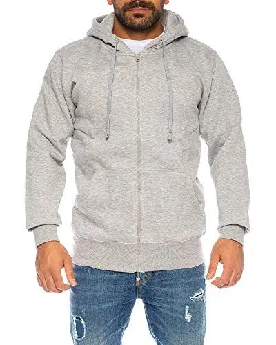Produktbild: Raff & Taff Herren Hoodies Kapuzenpullover Sweatjacke Übergangsjacke Jacke Basic Schlicht bis 6XL (RT404 Hellgrau, L)