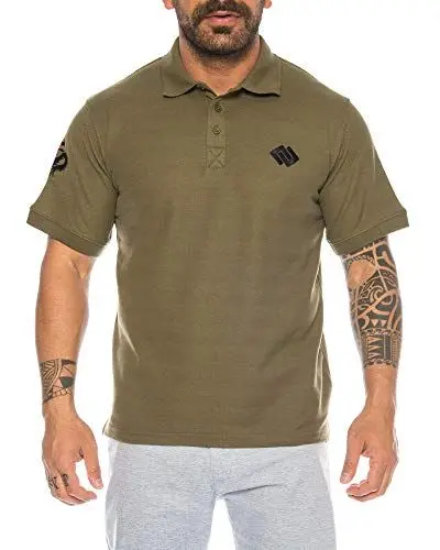 Produktbild: Raff & Taff Herren Poloshirt Polohemd Shirt Basic Polo Kurzarm Drache am Ärmel 002 (Khaki, XXL)