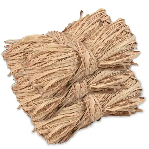 Produktbild: Raffia Bast Bastband 200g Naturbast Raffia Garn Bast Band zum Häkeln Braun Bindebast zum Basteln Floristik Stroh Deko für Garten