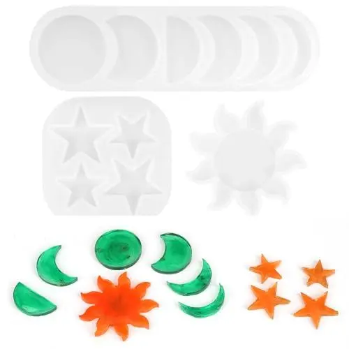 Produktbild: RAFIYU 3 Stück Star Sun Spezielles Design Silikonformen, Mondfinsternis Molds, Stern Mond Sonne Silikonformen für DIY-Handwerk, Dekoration Anhänger