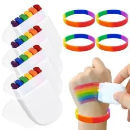 Produktbild: RAFIYU 8 Stück Regenbogen Schminkstift mit Regenbogen Armband, Pride Makeup, Regenbogen Schminke Gesichtsfarbe, LGBT Regenbogen Deko, Gay Pride Accessoires für LGBT Party, Paraden