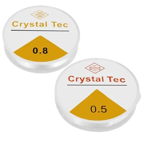 Produktbild: RAFIYU Gummiband für Armbänder, 2 Spule Transparente schmuckfaden,0.5 mm und 0.8 mm Unsichtbare Nylonschnur，Elastisches Band für Perlenschnur Zum Auffädeln von Perlen, DIY Basteln Schmuckherstellung.