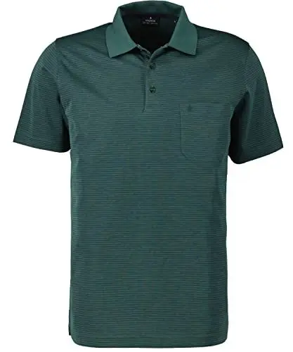 Produktbild: RAGMAN Herren Softknit-Polo fein gestreift Moosgrün-318, L