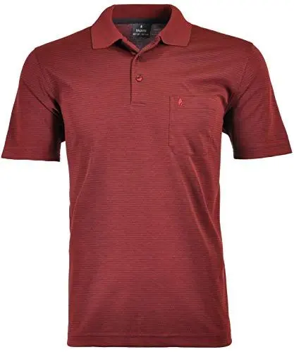 Produktbild: Ragman Herren Softknit-Polo fein gestreift,Rot,L