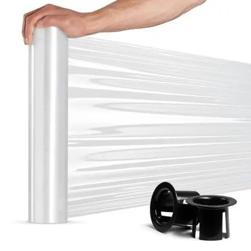 Produktbild: RAGO® Stretchfolie Transparent I Strechfolienrolle mit Handabroller 0,85 kg (7,5 x 7,5 x 40 cm) I Möbelfolie I Verpackungsmaterial I Umzugsfolie I Folie für möbel I Packfolien 150m