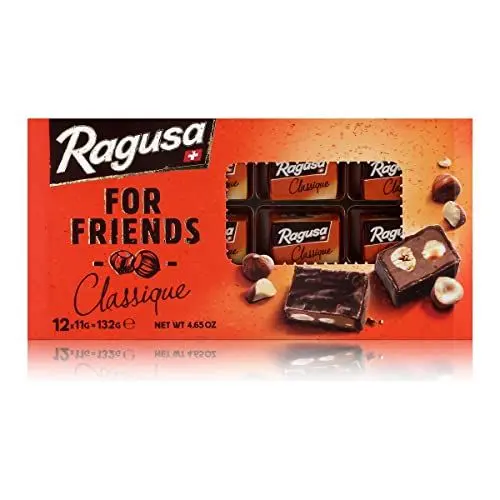 Produktbild: Ragusa For Friends Classique 132g – Pralinen aus Schokolade mit Praliné Füllung und ganzen Haselnüssen – Original Schweizer Schokolade (1 x 132g)