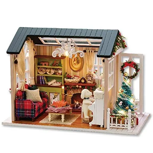 Produktbild: Mini-Puppenhaus, handgefertigtes Puppenhaus-Kit zart kreativ einzigartig sicher lustig liebenswert für für Freunde für DIY-Geschenk für Haus- oder Bürodekoration(Ferienzeit)
