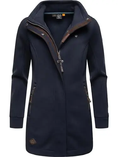 Produktbild: Ragwear Damen Leichter Sweat-Übergangsmantel lang windabweisendl mit hohem Kragen Letrice Bonded Navy Gr. XXL