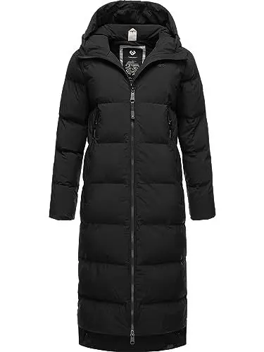 Produktbild: Ragwear Damen Wintermantel Warmer wasserdichter und atmungsaktiver Steppmantel extralang mit Kapuze Patrise Black Gr. L