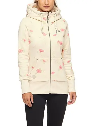 Produktbild: Ragwear NESKA Flowers Zip Damen Frauen Kapuzenjacke,Zip Hoodie,Kapuzensweatshirt,Hoodie,Seitentaschen,Regular Fit,Cream (7006),M