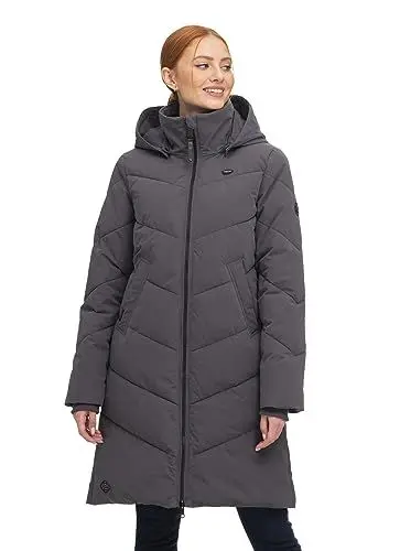 Produktbild: Ragwear REBELKA Damen Frauen Mantel,Parka,Steppmantel,lange Jacke,Stehkragen,wasserdicht,Grau,L