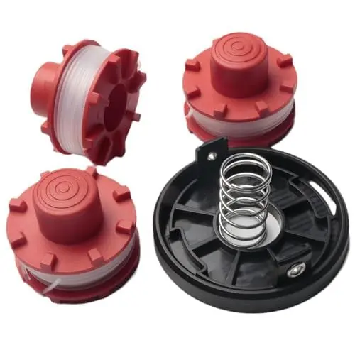 Produktbild: Raheem Rasentrimmer-Zubehör für Einhell GE-CT 36/30Li E Solo, Trimmer Ersatzfadenspule Kompatibel mit Einhell Rasenkantenschneider (3 x Ersatzspule,1 x Spulenkappenabdeckung, 1 x Feder)