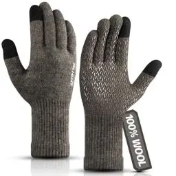 Produktbild: Rahhint Merinowolle Thermohandschuhe Herren Damen Touchscreen Winterhandschuhe Warme Anti-Rutsch Strickhandschuhe mit Nickerchenfutter für Laufen Radfahren Autofahren Arbeiten Outdoor Geschenk
