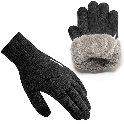 Produktbild: Rahhint Winterhandschuhe Herren Damen Touchscreen Thermohandschuhe Warme Wollstrickhandschuhe mit Fleecefutter