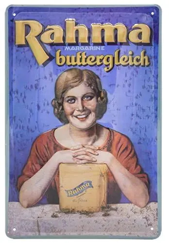 Produktbild: Retro Blechschild passend für Rahma Fans und Genießer - Deko Küchenschild aus Metall, 30 x 20 cm