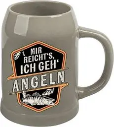 Produktbild: RAHMENLOS Bierkrug Steinkrug für Angler: Mir reichts - Ich geh Angeln