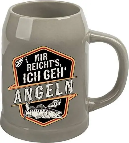 Produktbild: RAHMENLOS Bierkrug Steinkrug für Angler: Mir reichts - Ich geh Angeln
