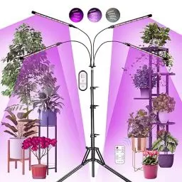 Produktbild: Railee Pflanzenlampe LED Vollspektrum 120 LEDs Grow Lampe Pflanzenleuchte Pflanzenlicht mit Ständer Pflanzen LED Wachstumslampe für Pflanzen mit Zeitschaltuhr 3 Farbmodi 10 Lichtstärken