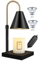 Produktbild: RAINBEAN Kerzenwärmer Lampe mit Timer Einstellbare Höhe und Helligkeit Elektrische Kerze Lampe Wärmer für große & kleine Jar Duftkerze Vintage Wachs Schmelzen Wärmer Vintage Home Decor (Schwarz)