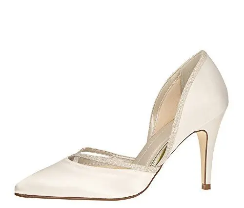 Produktbild: Rainbow Club Brautschuhe Georgia - High Heels - Ivory Glitzer Satin - Gr 37.5 EU 4.5 UK
