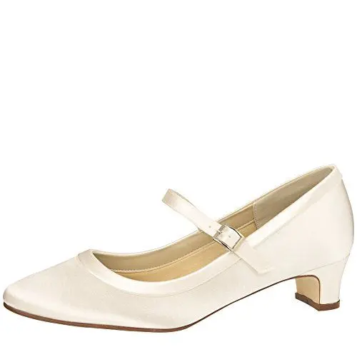 Produktbild: Rainbow Club Brautschuhe Larissa - Pumps Ivory Satin - Blockabsatz - Gr 38.5 EU 5.5 UK