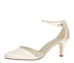 Produktbild: Rainbow Club Brautschuhe Lisan - Pumps Ivory Satin - Tanzschuhe mit Riemchen - Gr 38.5 EU 5.5 UK