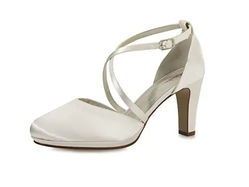Produktbild: Rainbow Club Brautschuhe Olaila - Damen,Two Peace Pumps, Ivory/Creme, Satin, Schlicht, Bequem gepolstert, Riemchen Gr. 36.5 (UK 3.5)