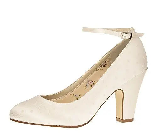 Produktbild: Rainbow Club Brautschuhe Polly - Pumps Riemchen Ivory - Blockabsatz - Gr 37 EU 4 UK
