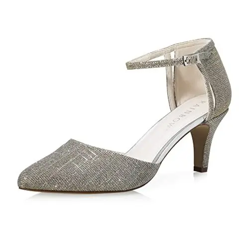 Produktbild: Rainbow Club Brautschuhe Sarina - Damen, Pumps, Satin, Ivory/Gold Metallic, Riemchen, Bequem Gepolstert, Gr. 40 (UK 7)