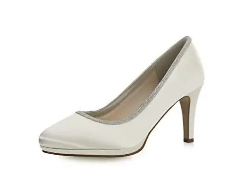 Produktbild: Rainbow Club Brautschuhe Yanna - Damen Pumps gepolstert, Glitzer, Ivory/Creme, Satin - Gr. 37 (UK 4)