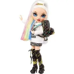 Produktbild: Rainbow High Junior High – AMAYA RAINE – 23 cm große Regenbogen-Modepuppe mit Outfit & Accessoires – Inklusive Stoffrucksack zum Öffnen und Schließen – Geschenk & Sammlerstück für Kinder ab 6 Jahren