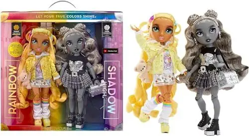 Produktbild: Rainbow High Shadow High Special Editon - Madison Twins Sunny & Luna - 2 Modepuppen mit gelben & grauen Designer-Mix & Match-Outfits mit Accessoires - Für Sammler und Kinder von 4-12 Jahren