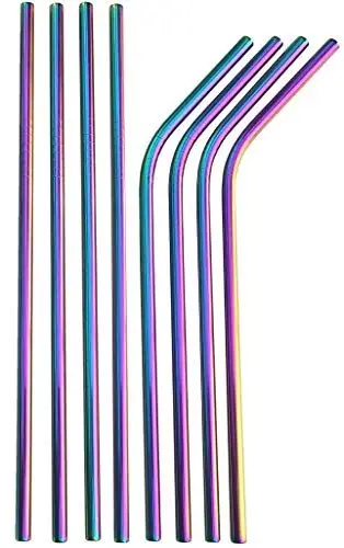 Produktbild: Rainbow Straws Edelstahl Strohhalme bunt, Wiederverwendbare Metall Strohhalme, Kurze und Lange Regenbogen Metallstrohhalme, Edelstahlstrohhalm