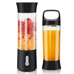 Produktbild: Rainpal Tragbarer Mixer Mini Standmixer, USB Wiederaufladbarer Blender mit Becherdeckel, 6 Klingen, Kabelloser Persönlicher Mixer, BPA-Freier Smoothie Maker für Draußen Sport (500ml/17oz-Schwarz)