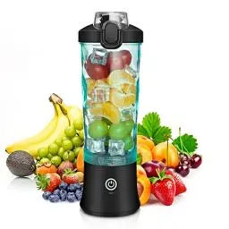 Produktbild: Rainpal Tragbarer Mixer/Mini Standmixer, 600mL USB Wiederaufladbarer Blender mit Becherdeckel, 6 Klingen, Kabelloser Persönlicher Mixer, BPA-Freier Smoothie Maker für Draußen Sport