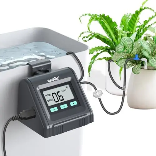 Produktbild: RAINPOINT Automatisches Bewässerungssystem, Wasservolumen Einstellbar, Automatische Bewässerung für Große und Kleine Zimmerpflanzen, DIY Tropfbewässerungsset für bis zu 10 Topfpflanzen